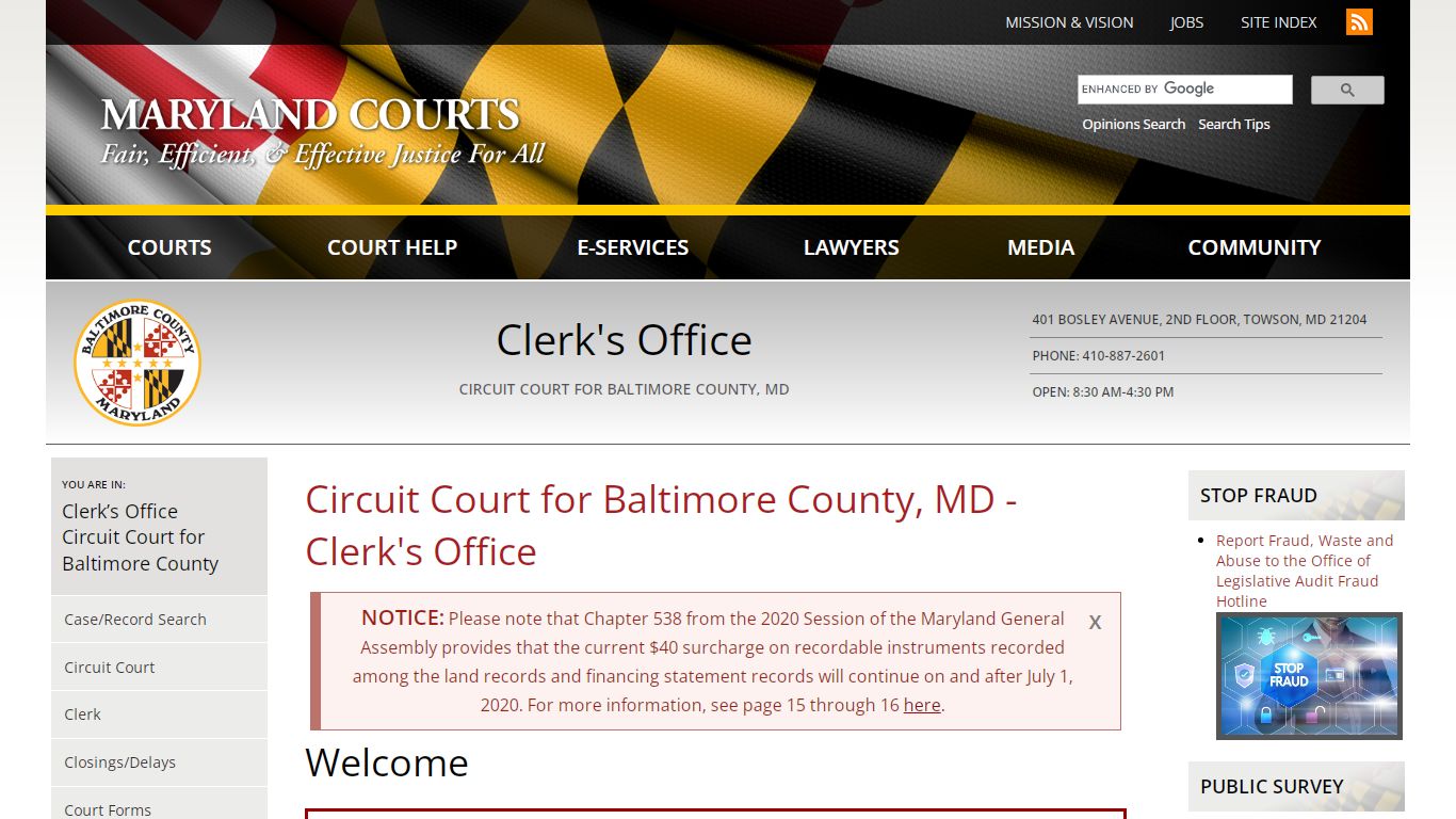 Circuit Court for Baltimore County, MD - Clerk's Office